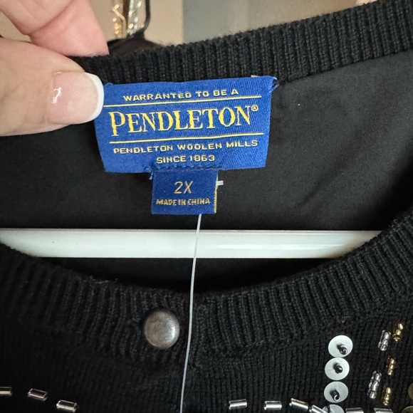 Pendleton Women’s Merino Wool Black Cardigan 2X NWT with Gold and Silver Sequin - Picture 4 of 10